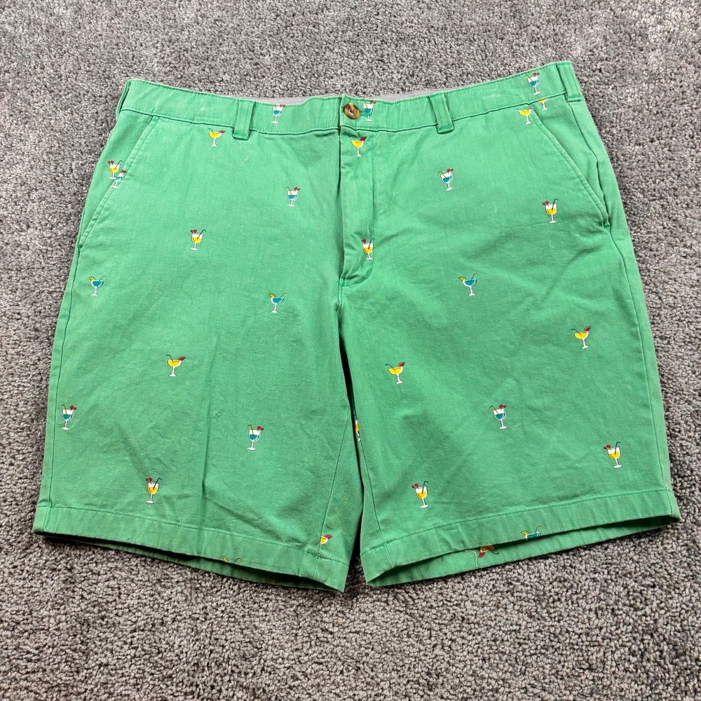 Mens Chino Party Shorts Sz 38‎ Green Drink Glasses All Over Print Club Room Golf